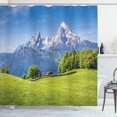 thumbnail image 1 of Ambesonne Scenery Shower Curtain, Blooming Flower Foliage, 69"Wx70"L, Green Sky Blue, 1 of 5