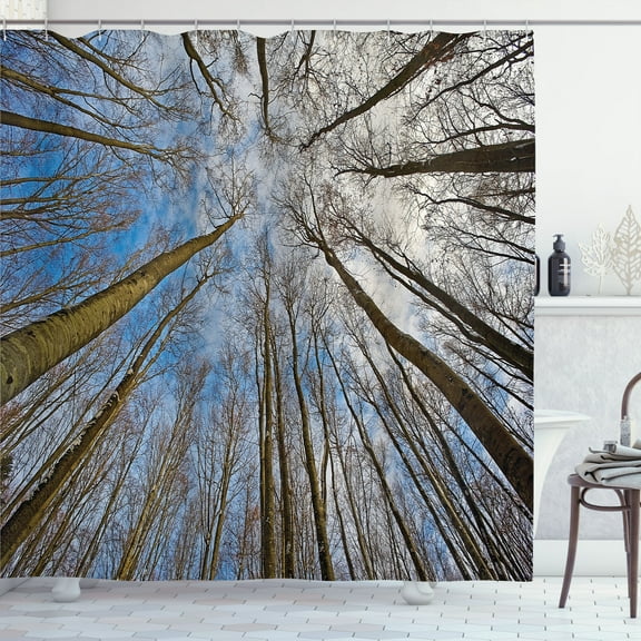 Ambesonne Scenery Shower Curtain, Clouds Morning Scene, 69"Wx84"L, Blue Brown