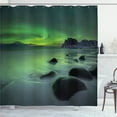 thumbnail image 1 of Ambesonne Scenery Shower Curtain, Magic Nature Beach, 69"Wx70"L, Lime Green Almond Green, 1 of 3