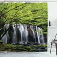 thumbnail image 1 of Ambesonne Scenery Shower Curtain, Rock Tree in Waterfall, 69"Wx75"L, Black White and Green, 1 of 5