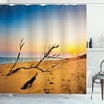 thumbnail image 1 of Ambesonne Scenery Shower Curtain, Sunrise at a Sea Shore, 69"Wx84"L, Blue and Sand Brown, 1 of 5