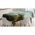 thumbnail image 1 of Ambesonne Scenery Tablecloth Rectangular Table Cover, Sunny Fall Day Image, 52"x70", Green Blue, 1 of 4
