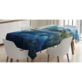 thumbnail image 1 of Ambesonne Scenery Tablecloth Rectangular Table Cover, Sunset Lake by Harbor, 60"x84", Blue, 1 of 4