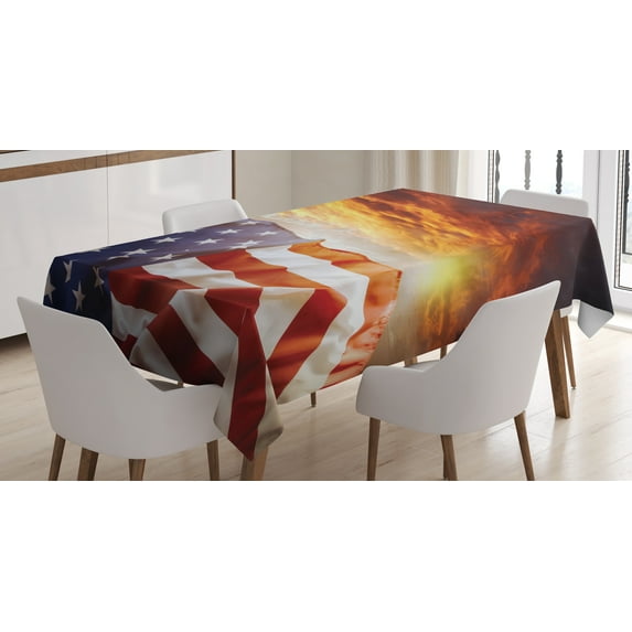 Ambesonne Scenery Tablecloth Rectangular Table Cover, Sunset and Horizon, 60"x84", Multicolor