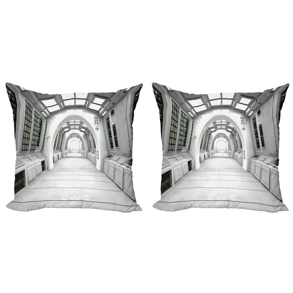 Ambesonne Scenery Throw Pillow Cover 2 Pack, Sun Energetic Space, 16", White