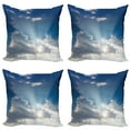 thumbnail image 1 of Ambesonne Scenery Throw Pillow Cover 4 Pack, Clouds Sunny Day Sky, 24", Blue White, 1 of 5