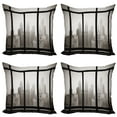 thumbnail image 1 of Ambesonne Scenery Throw Pillow Cover 4 Pack, Philadelphia City Roof, 20", Dimgray and Black, 1 of 7