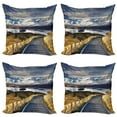 thumbnail image 1 of Ambesonne Scenery Throw Pillow Cover 4 Pack, River Snowy Mountain, 20", White Blue Yellow, 1 of 5