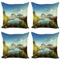 thumbnail image 1 of Ambesonne Scenery Throw Pillow Cover 4 Pack, Sunny Fall Day Image, 18", Green Blue, 1 of 6
