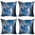 thumbnail image 1 of Ambesonne Scenery Throw Pillow Cover 4 Pack, Vibrant Sun Clear Sky, 24", Grey Blue, 1 of 6