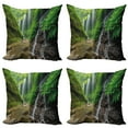 thumbnail image 1 of Ambesonne Scenery Throw Pillow Cover 4 Pack, Waterfall Forest, 18", Green and Brown, 1 of 5