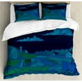 thumbnail image 1 of Ambesonne Scenic Summer Duvet Cover Set, Night Countryside Art, 2-Calking, Blue Teal, 1 of 7