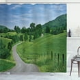 thumbnail image 1 of Ambesonne Scenic Summer Shower Curtain, Idyllic Road Forest, 69"Wx84"L, Fern Green Sky Blue, 1 of 4