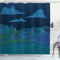 thumbnail image 1 of Ambesonne Scenic Summer Shower Curtain, Night Countryside Art, 69"Wx70"L, Blue Teal, 1 of 4