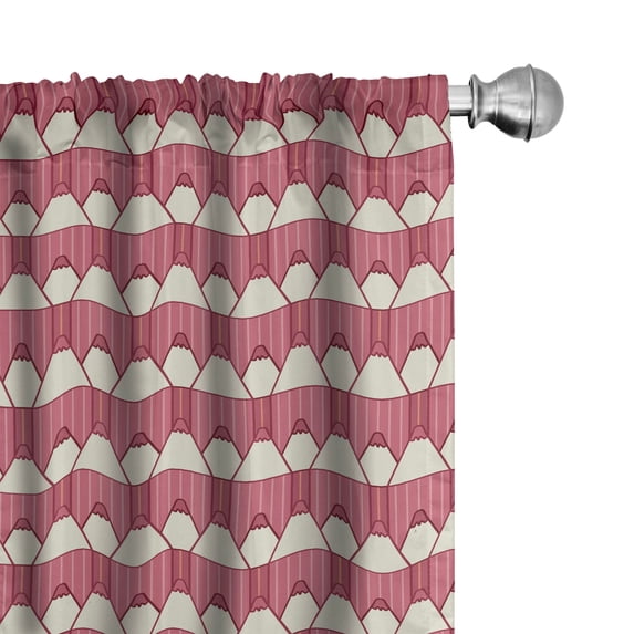 Ambesonne Modern Window Curtains, Pencils Vertical Stripes Art, Each 28" W x 95" L, Dried Rose Eggshell Grey