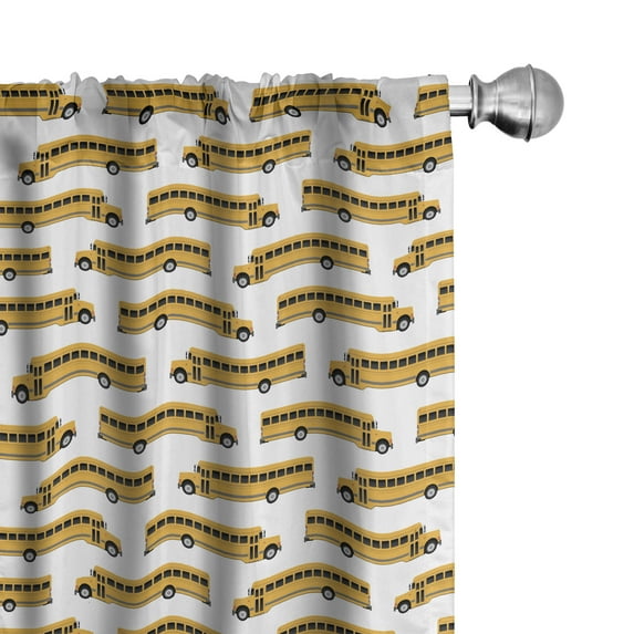 Ambesonne School Bus Curtains, Transportation Vehicle, Pair of 28"x95", White Earth Yellow