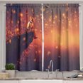 thumbnail image 1 of Ambesonne Sci-Fi Kitchen Curtains, Lonely Astronaut on a Cliff, 55"x36", Marigold and Eggplant, 1 of 3