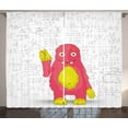 thumbnail image 1 of Ambesonne Science Curtains 2 Panel Set, Funny Smart Monster, 108" x 108", Yellow White and Pink, 1 of 2
