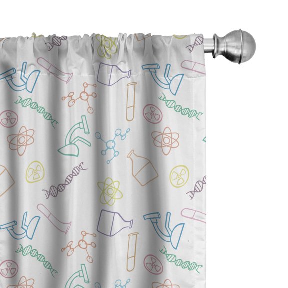 Ambesonne Science Curtains, Chemistry Instruments, Pair of 28"x95", Multicolor