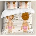 thumbnail image 1 of Ambesonne Science Duvet Cover Set, Cartoon, 2-Calking, Pale Pink Brown Cream, 1 of 7