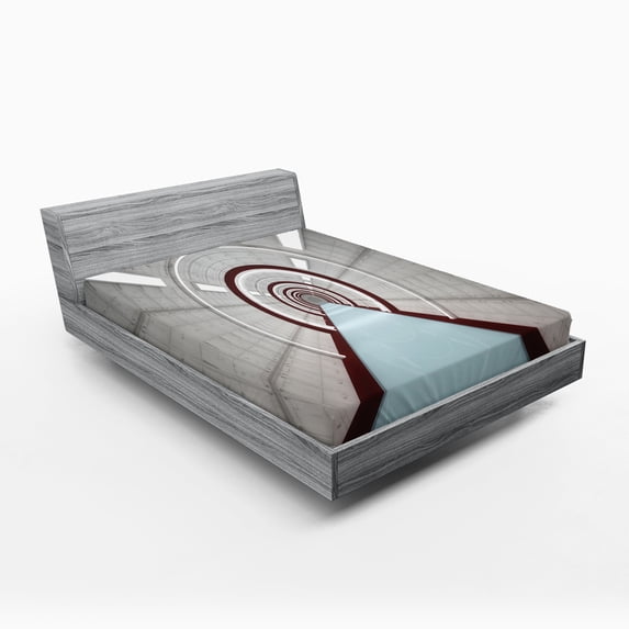 Ambesonne Science Fitted Sheet, Futuristic Corridor, Full Size, Grey