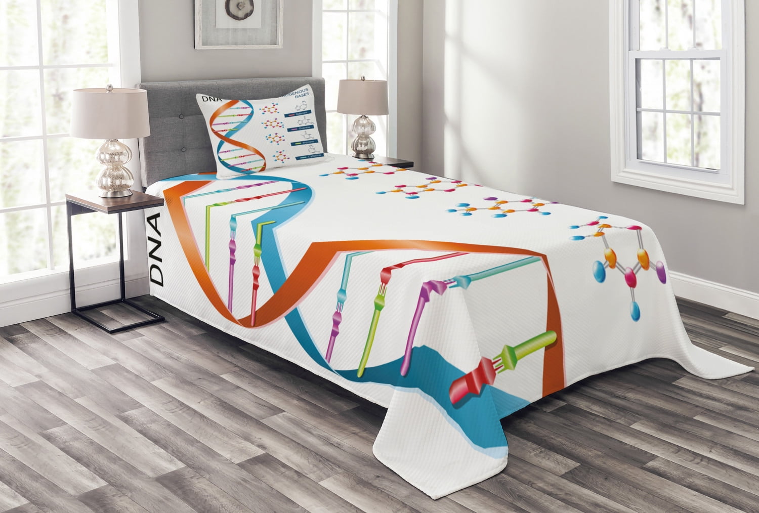 White Twin Kids Unisex Quilted Bedspread Set