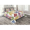 thumbnail image 1 of Ambesonne Science Quilted Coverlet 3 Pcs, 3D Letters ABC, Queen Size, Multicolor, 1 of 1