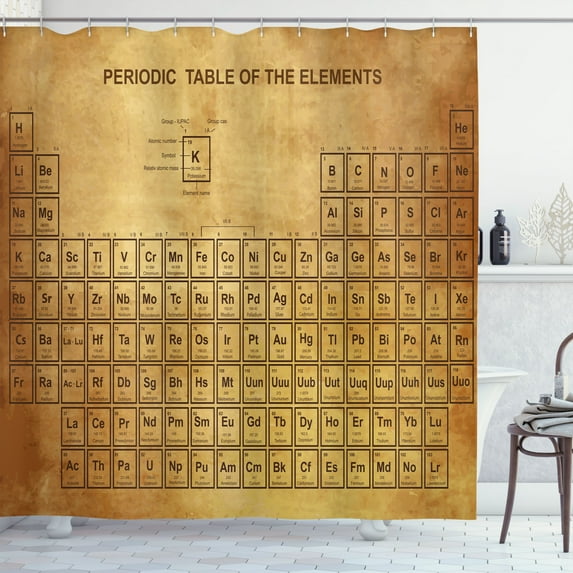 Ambesonne Science Shower Curtain, Vintage Chemistry Table, 69"Wx70"L, Sand Brown Brown