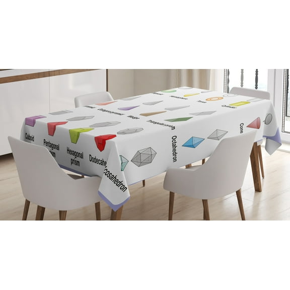 Ambesonne Science Tablecloth Rectangular Table Cover, 3D Shapes Theme, 60"x90", Multicolor