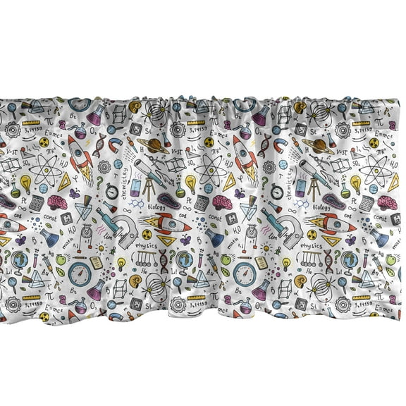 Ambesonne Science Window Valance, Science Laboratory, 54" X 18", Multicolor