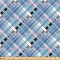 thumbnail image 1 of Ambesonne Scotish Tartan Fabric by the Yard Upholstery, Old School Plaid Art, 1 Yard, Rose White and Dark Turquoise, 1 of 1