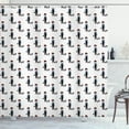 thumbnail image 1 of Ambesonne Scottie Dog Shower Curtain, Girl Walking Her Puppy, 69"Wx84"L, Scarlet Black and Blue, 1 of 4