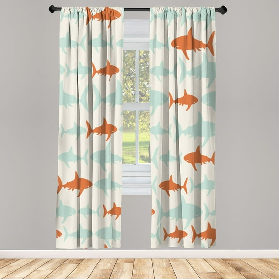 Ambesonne Sea Animals Curtains, Aquatic Animal Maritime, Pair of 28"x63", Burnt Orange