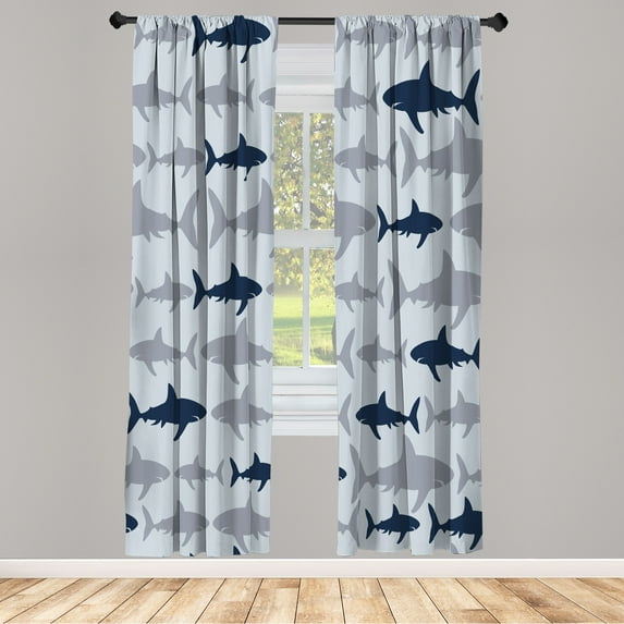 Ambesonne Sea Animals Curtains, Aquatic Animal Maritime, Pair of 28"x63", Dark Teal