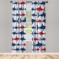 thumbnail image 1 of Ambesonne Sea Animals Curtains, Aquatic Animal Maritime, Pair of 28"x63", Navy Blue, 1 of 2