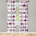 thumbnail image 1 of Ambesonne Sea Animals Curtains, Aquatic Animal Maritime, Pair of 28"x63", Purple Lilac, 1 of 2