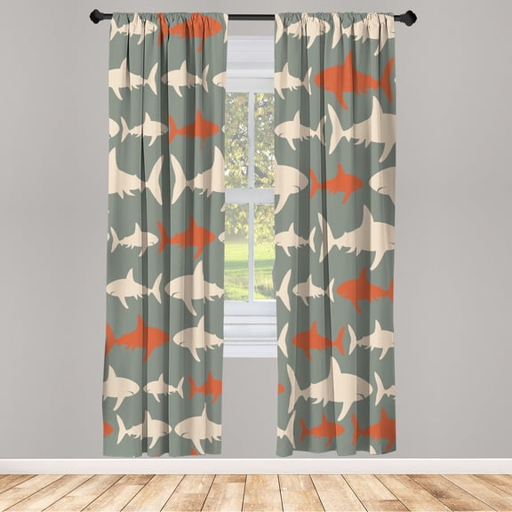 Ambesonne Sea Animals Curtains, Aquatic Animal Maritime, Pair of 28"x63", Taupe Grey