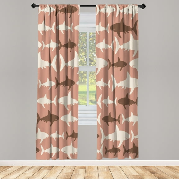 Ambesonne Sea Animals Curtains, Aquatic Animal Maritime, Pair of 28"x84", Blush Ivory