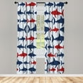 thumbnail image 1 of Ambesonne Sea Animals Curtains, Aquatic Animal Maritime, Pair of 28"x84", Navy Blue, 1 of 2