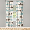 thumbnail image 1 of Ambesonne Sea Animals Curtains, Aquatic Animal Maritime, Pair of 28"x84", Pale Teal, 1 of 2