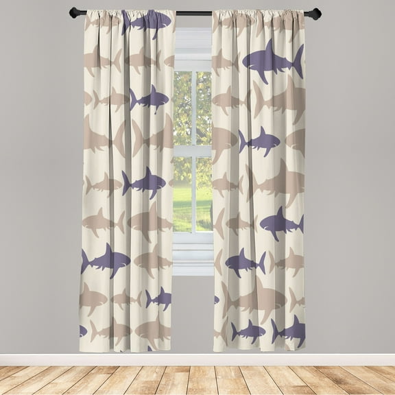 Ambesonne Sea Animals Curtains, Aquatic Animal Maritime, Pair of 28"x95", Dark Indigo