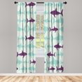 thumbnail image 1 of Ambesonne Sea Animals Curtains, Monochrome Shark Art, Pair of 28"x95", Almond Green, 1 of 2