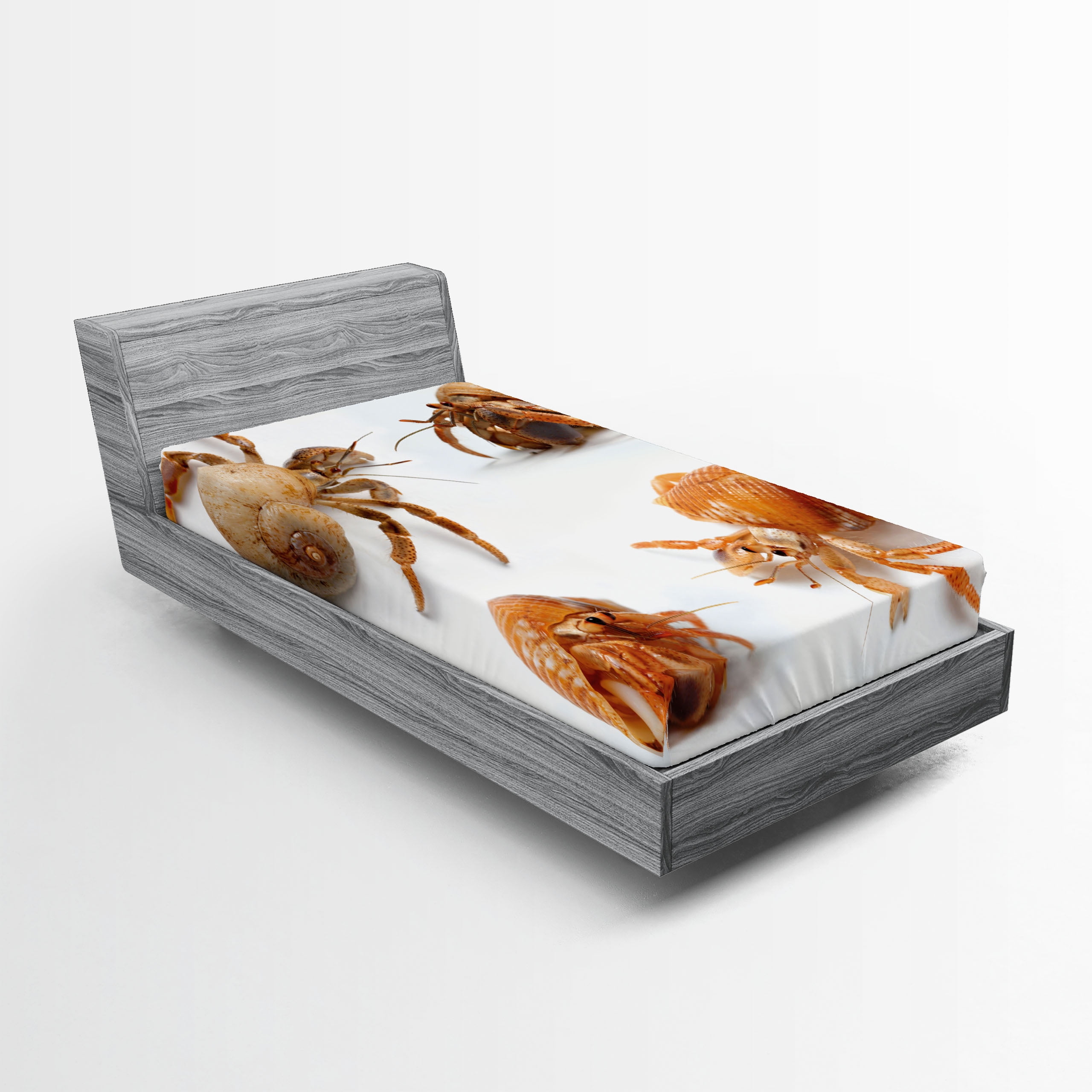 Ambesonne Sea Animals Fitted Sheet, Hermit Crabs Pattern, Twin Size ...