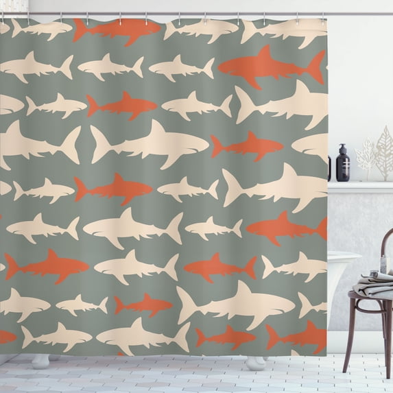 Ambesonne Sea Animals Shower Curtain, Aquatic Animal Maritime, 69"Wx84"L, Taupe Grey