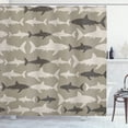 thumbnail image 1 of Ambesonne Sea Animals Shower Curtain, Monochrome Shark Art, 69"Wx84"L, Dark Tan, 1 of 4