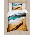 thumbnail image 1 of Ambesonne Sea Duvet Cover Sets, Beach with Stormy Weather, 2-Twin, Blue and Ginger, 1 of 3
