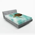 thumbnail image 1 of Ambesonne Sea Fitted Sheet, Endangered Turtle, Full Size, Pale Coffee Seafoam, 1 of 3