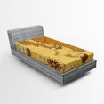 thumbnail image 1 of Ambesonne Sea Fitted Sheet, Old Map with Ship Compass, Twin XL Size, Pale Brown Yellow, 1 of 2
