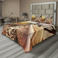 thumbnail image 1 of Ambesonne Sea Fitted & Top Sheet Set with Shams, Mountains Lakeside Composition, Yellow Blue and Brown, 1 of 4