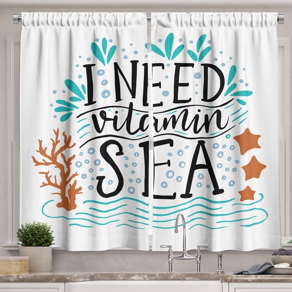 Ambesonne Sea Kitchen Curtains, Inspirational Words Art, 55"x39", Multicolor